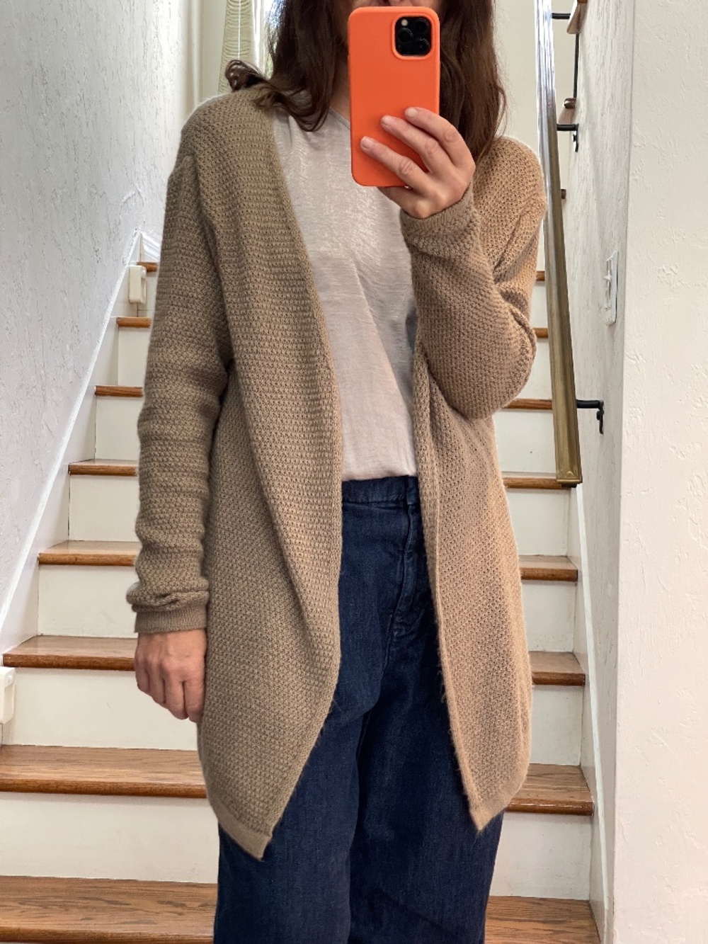 Don't Ask Why made in Italy knit tan long open cardigan women one size